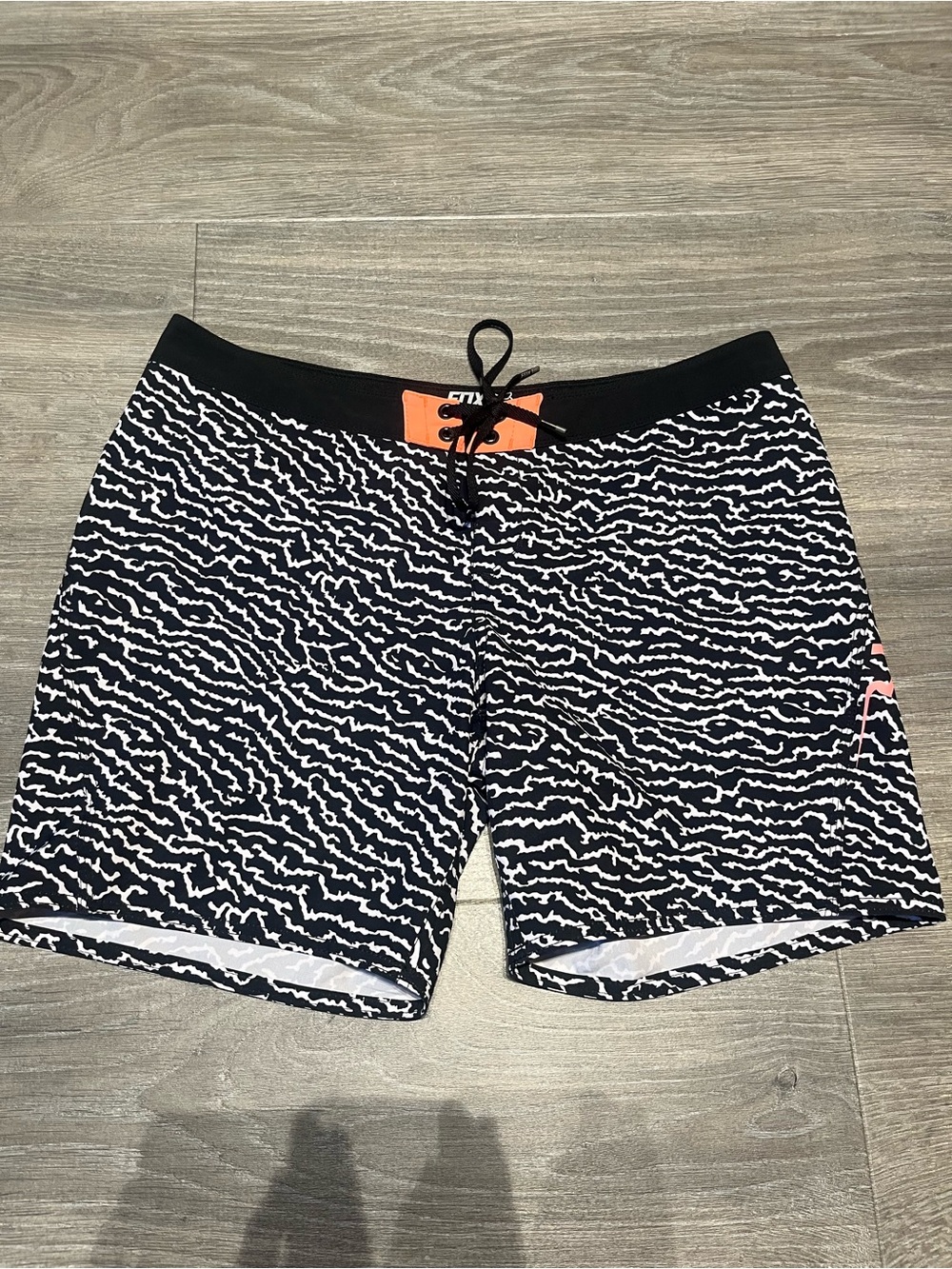 Fox Women's Black & White Patterned Swim Hybrids with Coral Accent